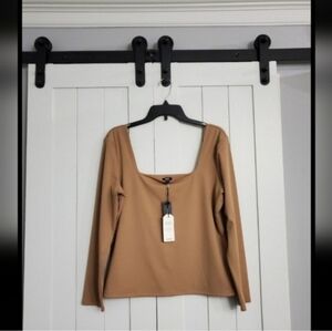 Express Body Contour High Compression Square Neck Long Sleeve Tee. NEW!